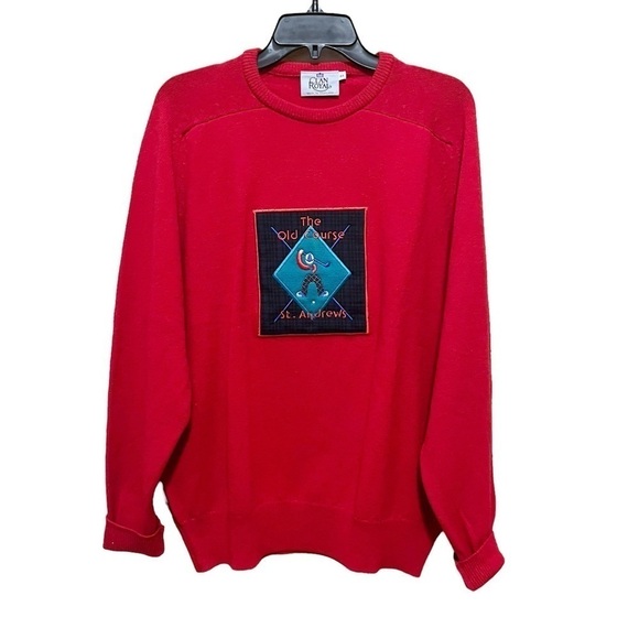 Vintage Clan Royal Lambswool Golf Crewneck Sweater Made in Scotland Red Size 44 - Picture 1 of 9